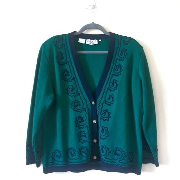 Vintage Green and Blue Cardigan - Picture 1 of 5